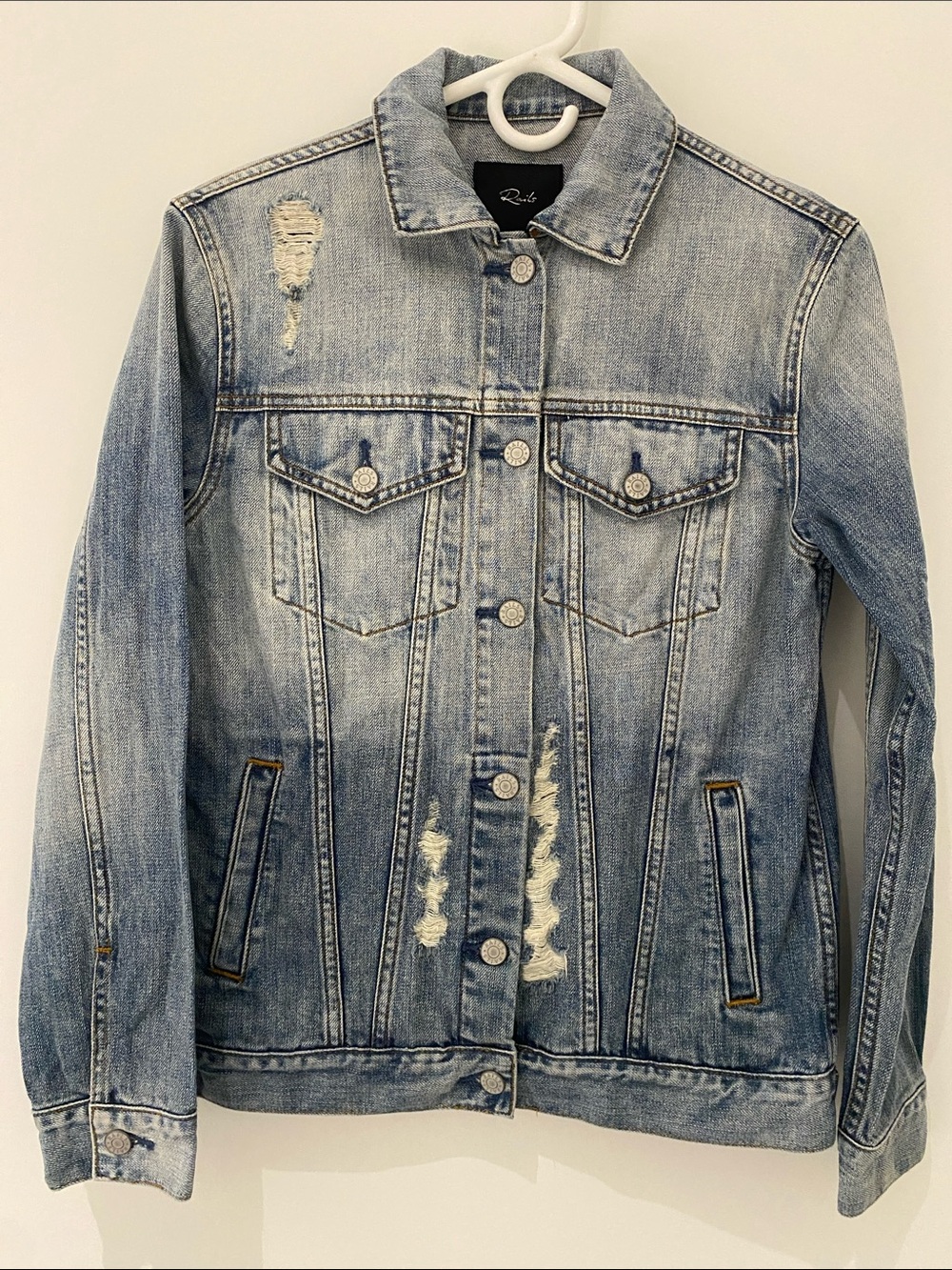Rails Knox Medium Vintage Wash Denim Jean Jacket With Distressing XS